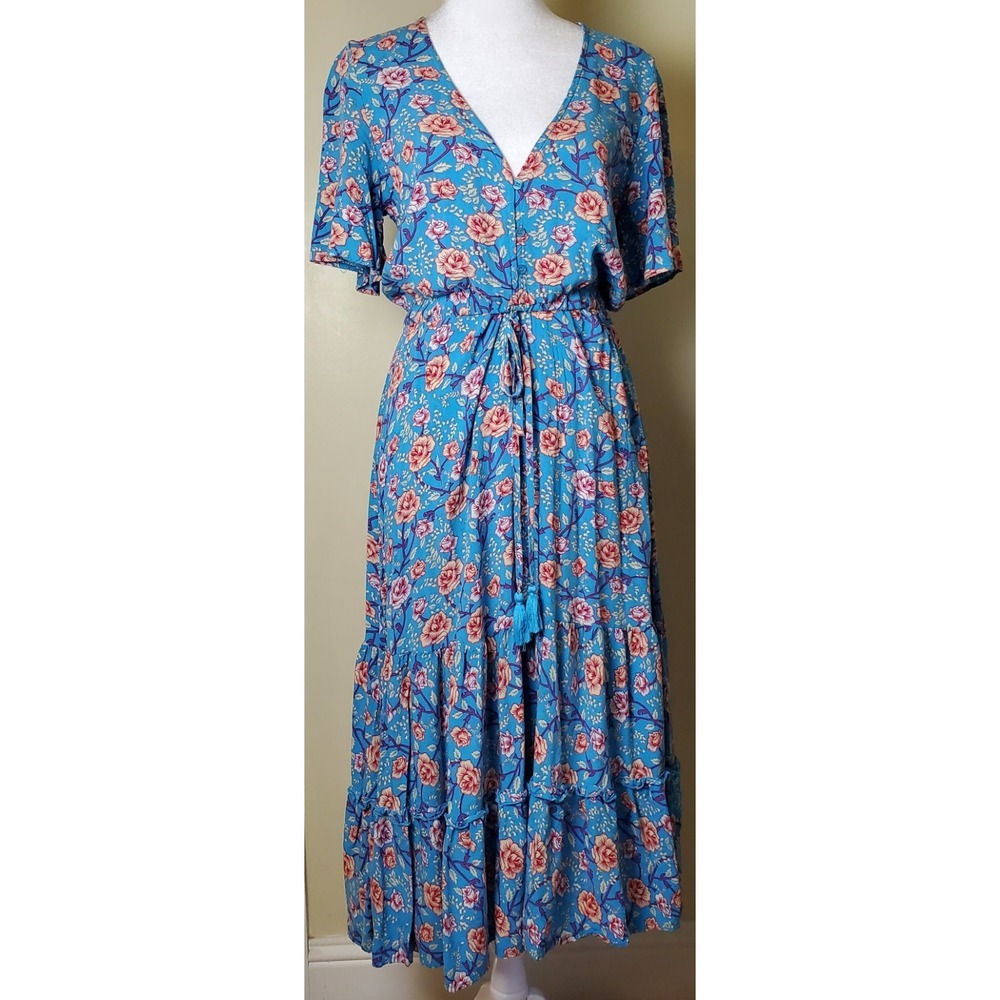 Anthropologie Sunday Mi‎ Amor Small Floral Coquette Romantic Prairie Midi Dress